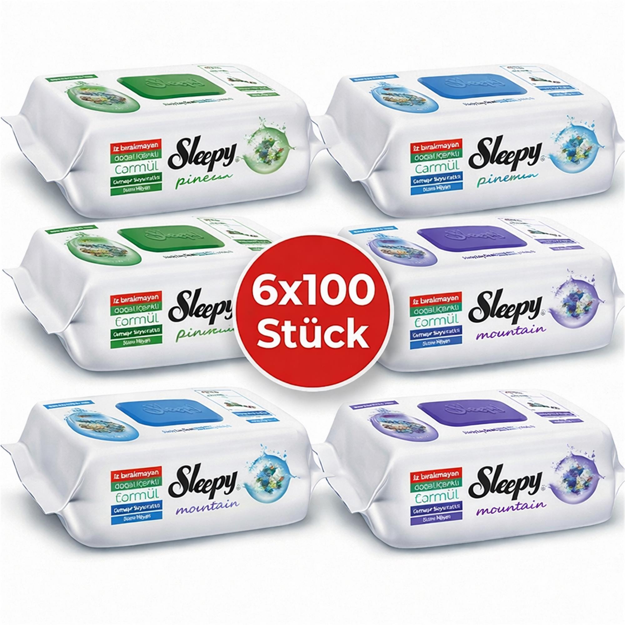 Sleepy Oberflächenreinigungstücher 6x100  MIX-SET NEUE  Sorten