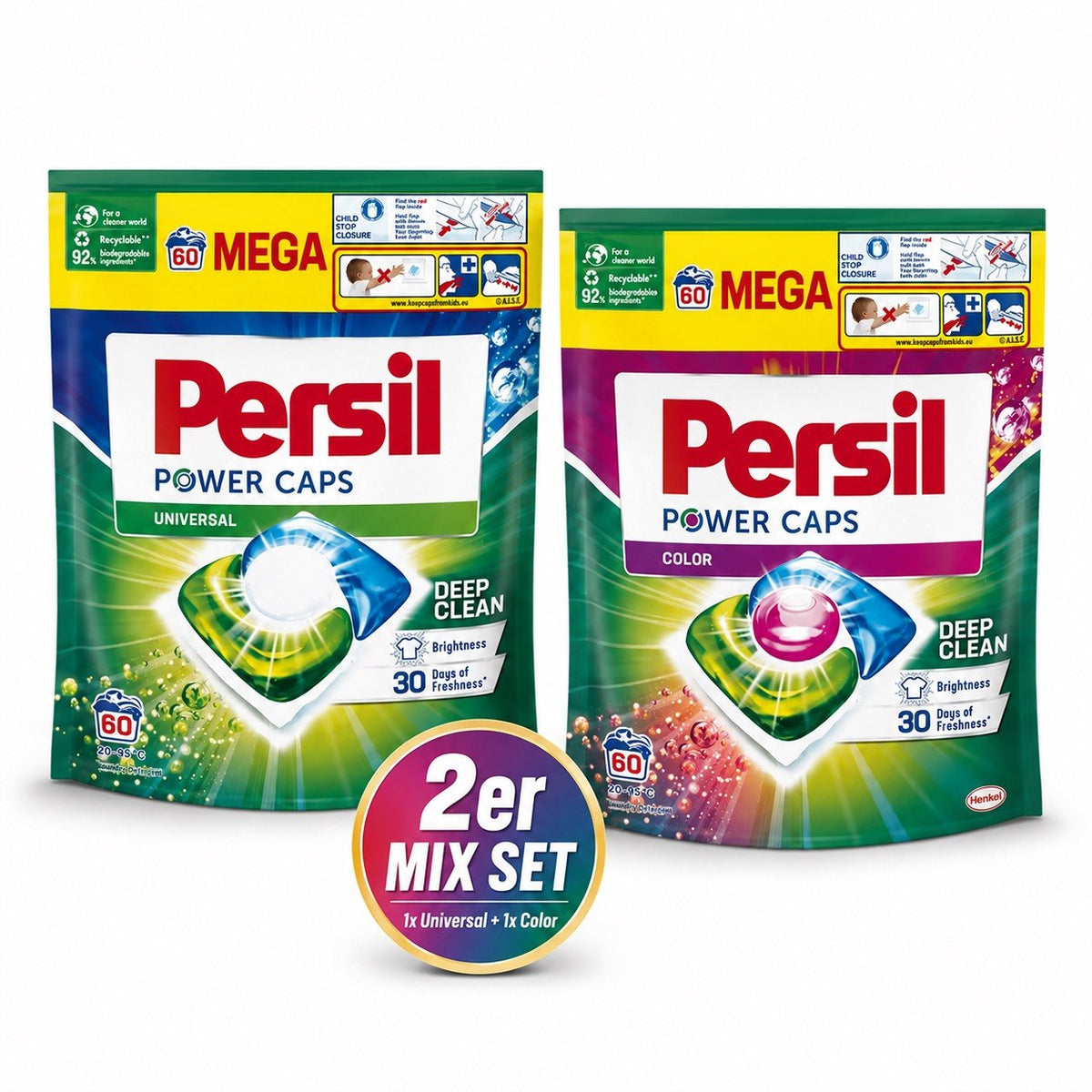 Persil Power Caps Mix 2er Set – 1x Color + 1x Universal – Waschmittel Caps