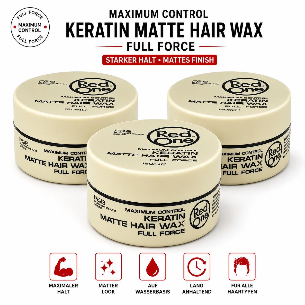 Red One Keratin Matte Hair Wax 3er Set – 3x150ml Haarwachs