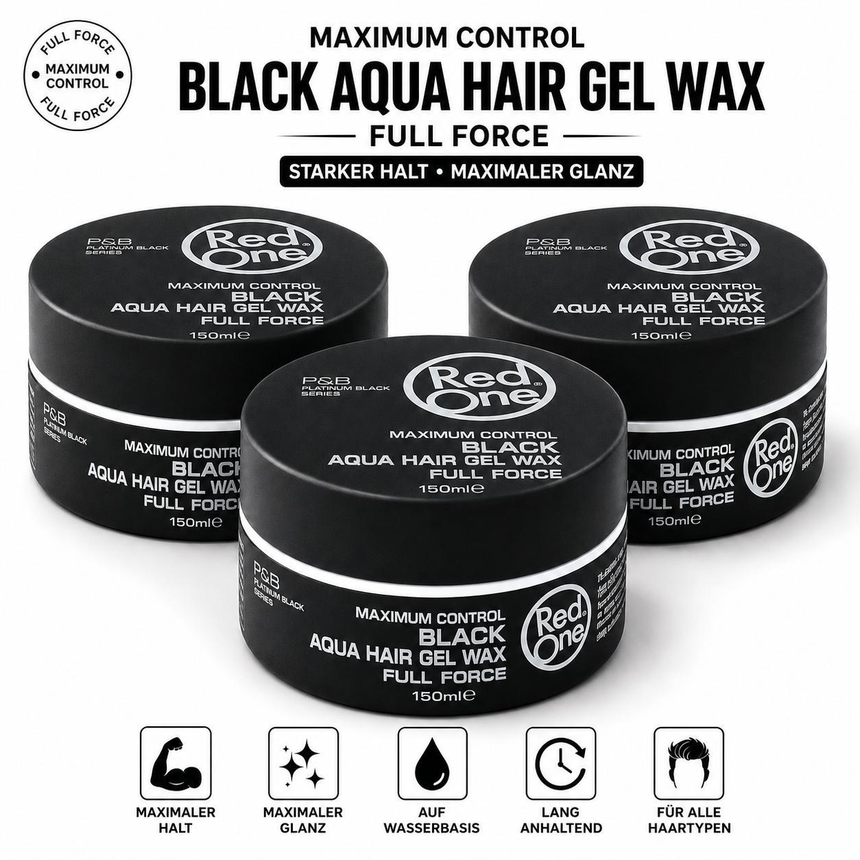 Red One Black Aqua Hair Wax 3er Set – 3x150ml Haarwachs
