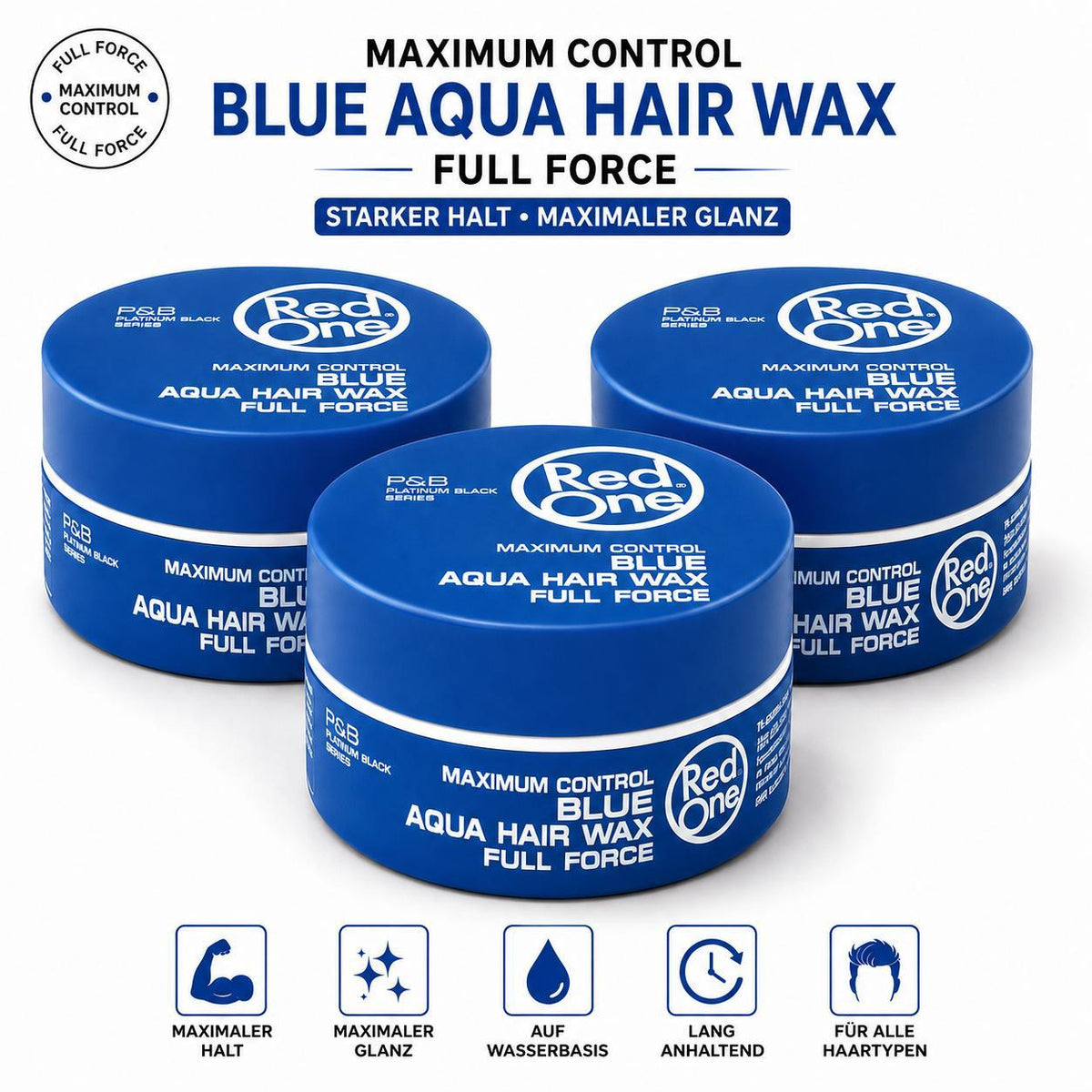 Red One Blue Aqua Hair Wax 3er Set – 3x150ml Haarwachs