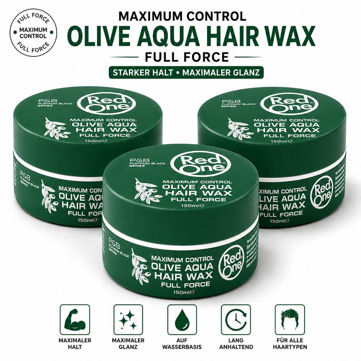 Red One Olive Aqua Hair Wax 3er Set – 3x150ml Haarwachs