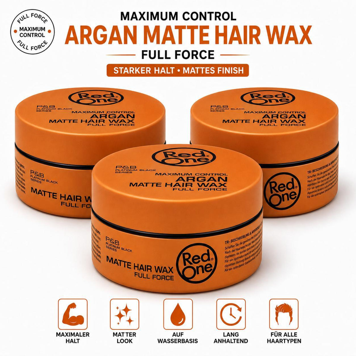 Red One Argan Matte Hair Wax 3er Set – 3x150ml Haarwachs